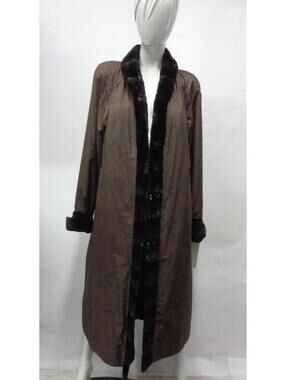 EXCELLENT SHEARED DARK RANCH MINK FUR REVERSIBLE JACKET COAT WOMEN WOMAN SZ 4-6